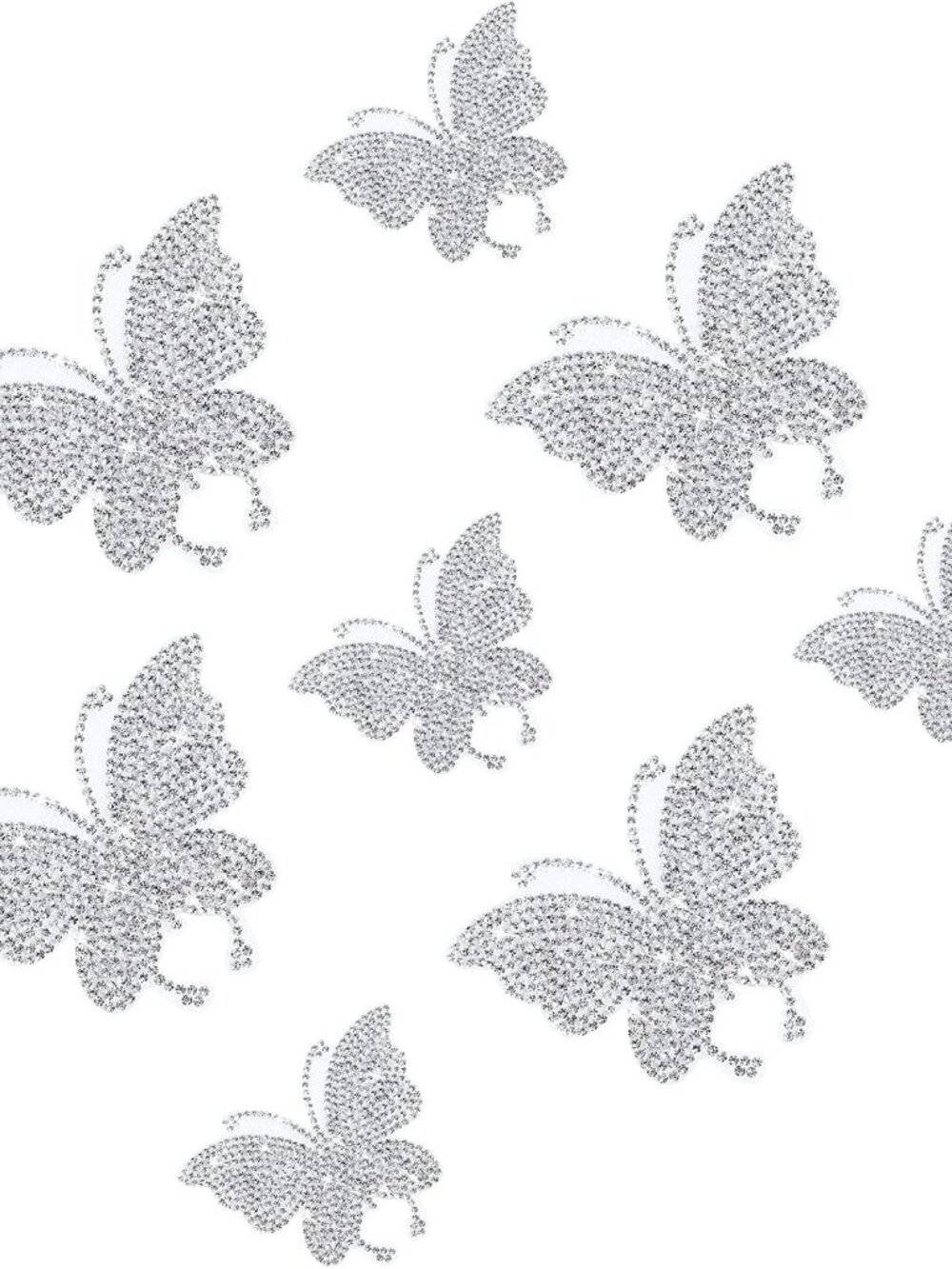 8 Pcs Bling Butterfly Car Decals Women Car Stickers, Silver